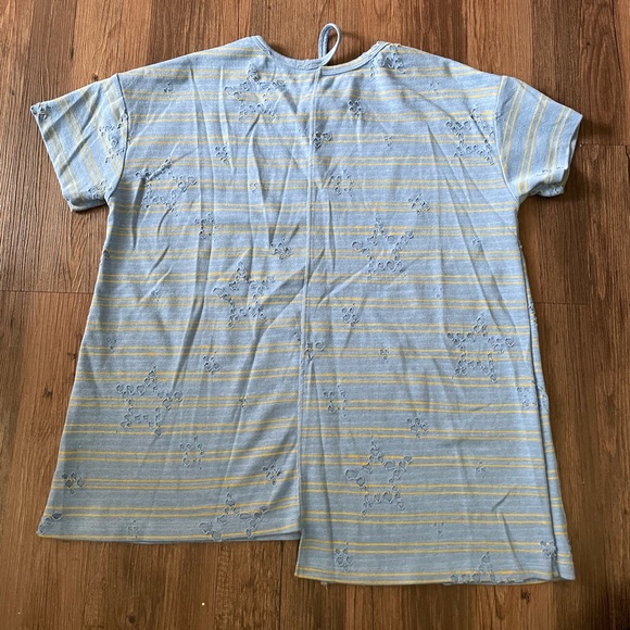 Easel Asymmetrical Distressed Striped Top - Picture 6 of 7